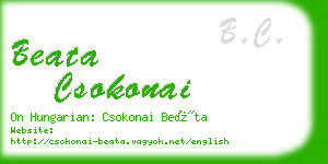 beata csokonai business card